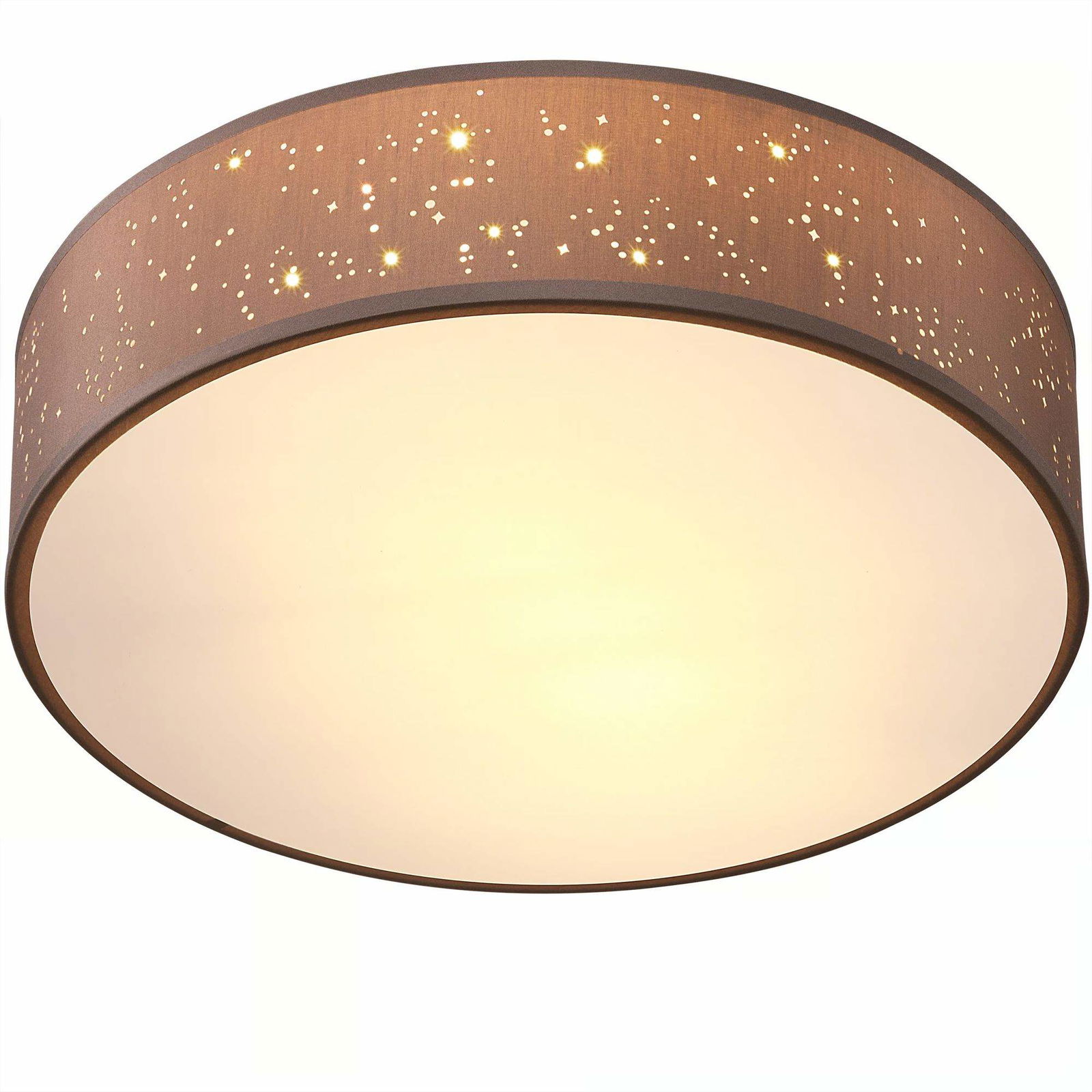 Loftlampe i stof 38 cm taupe – E27-fatning, blændfri