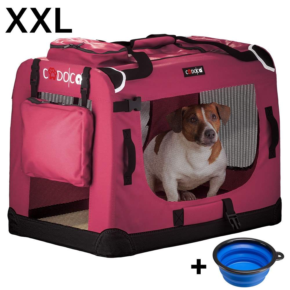 Hundetransport XXL, Foldbart Stof, Mørkerød, 90x60x66cm