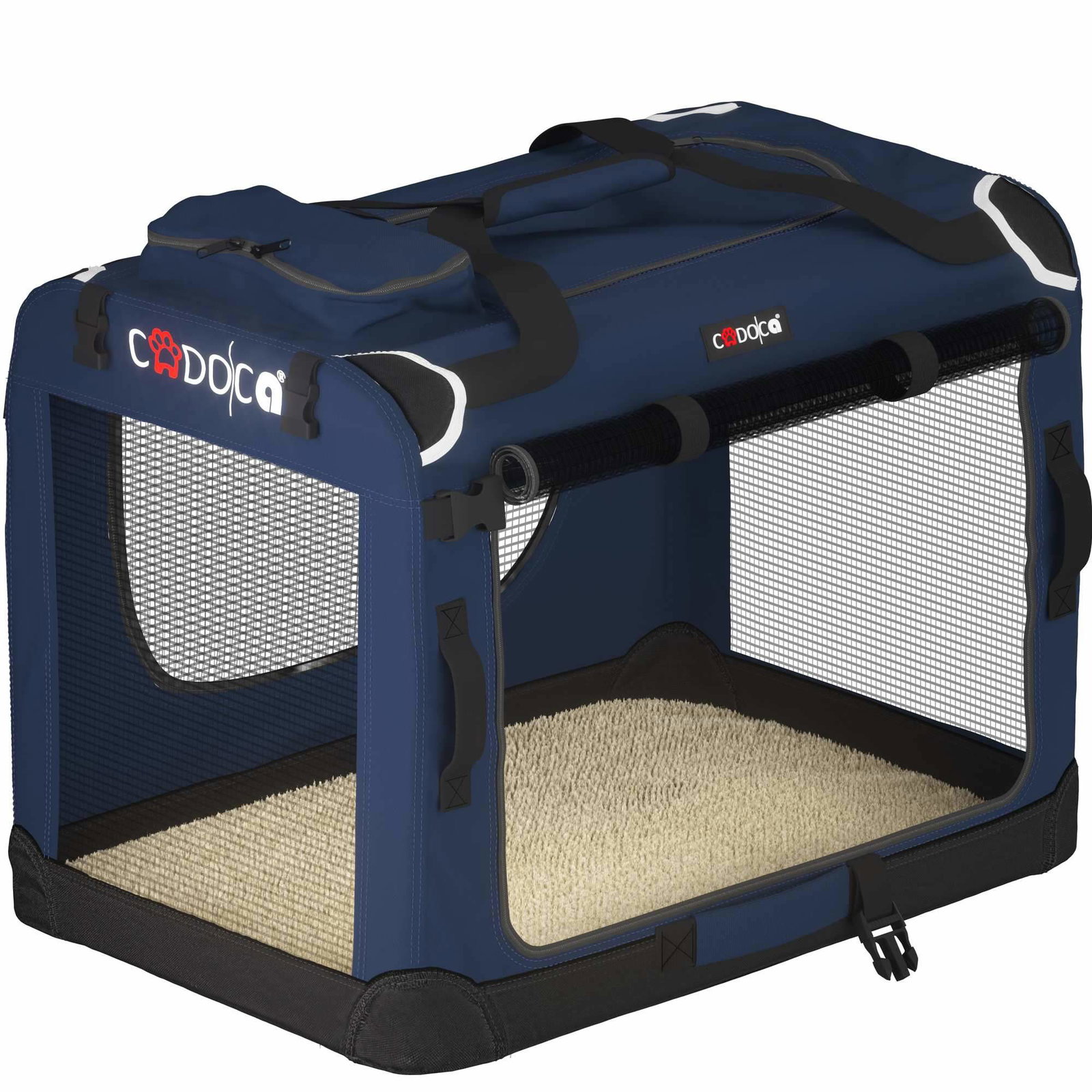 Hundbur – Medium, Marinblå, Hopfällbar med nätsidor | Hem & Hobby | Pryloteket