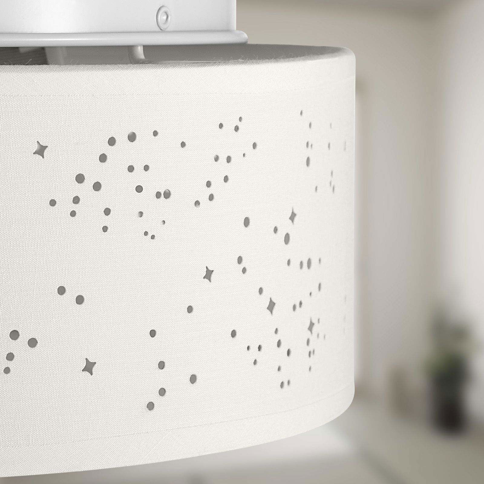Loftlampe Hvid Stof Ø38cm – Starry Sky Design