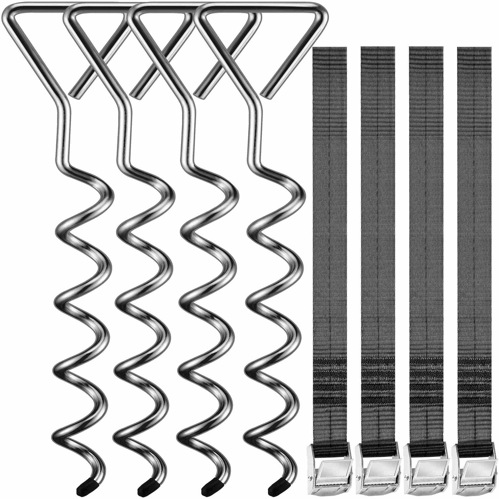 Markankare-set – 4 stålankare och 4 remmar, 900 kg last | Hem & Hobby | Pryloteket
