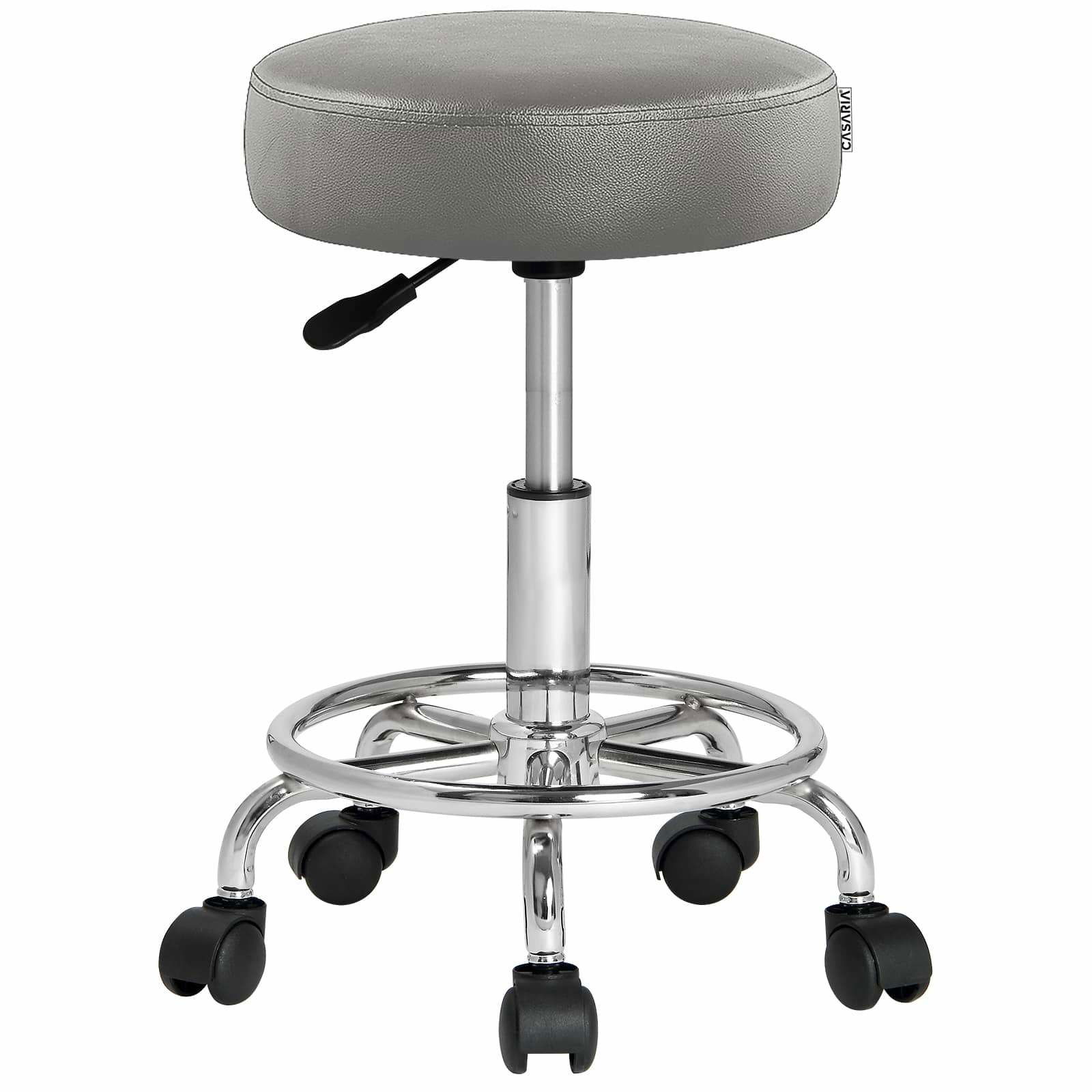 Drejestol, justerbar højde, grå kunstlæder