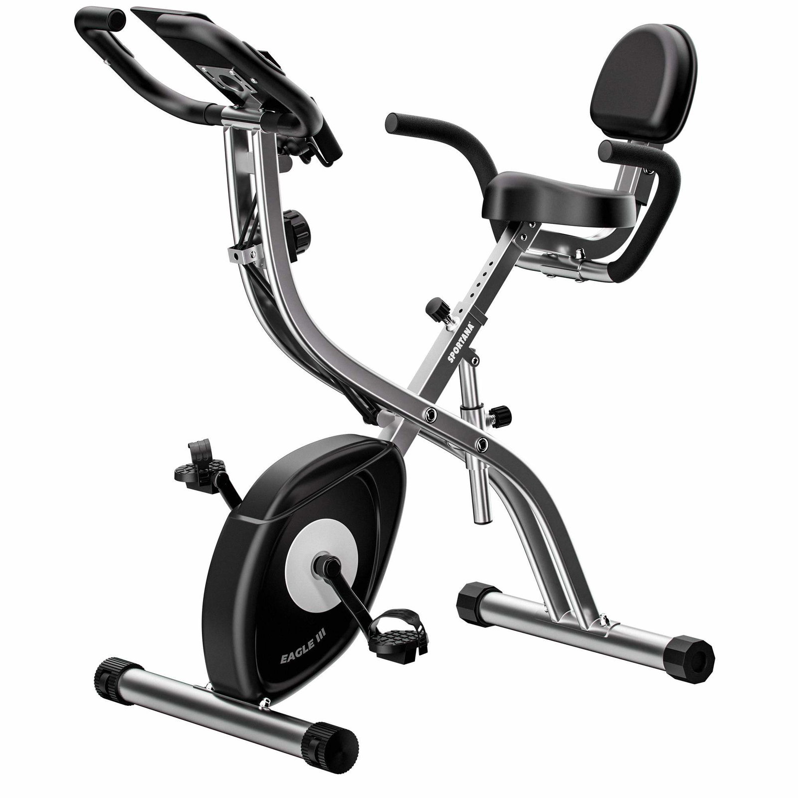 Sammenklappelig motionscykel med LCD-skærm og modstandsbånd