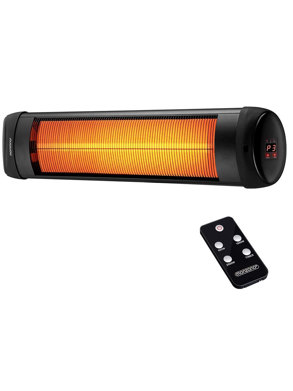 Terrassevarmer 2500W infrarød, fjernbetjening, vægmontering