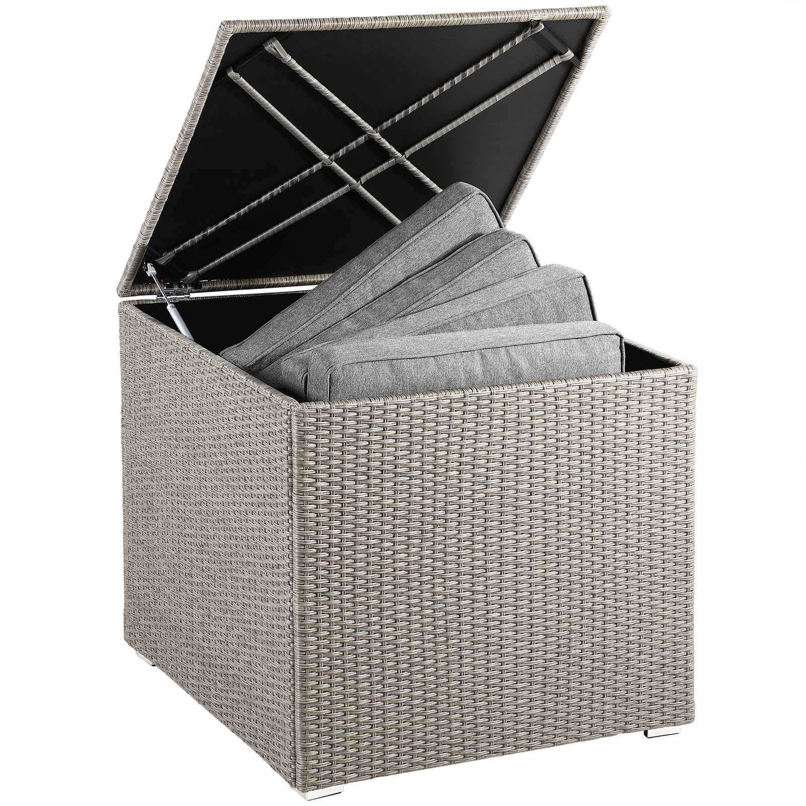 Rattan opbevaringskasse til haven 318L – Vejrbestandig, Cremefarvet