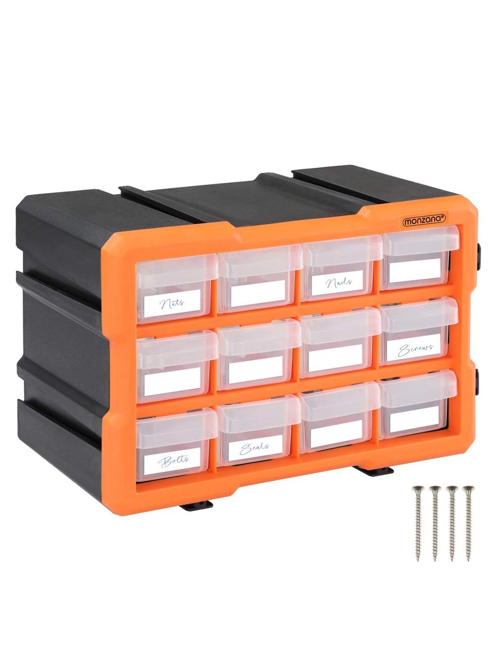 Smådelsorganisator – 12 skuffer, modulær, vægmonterbar