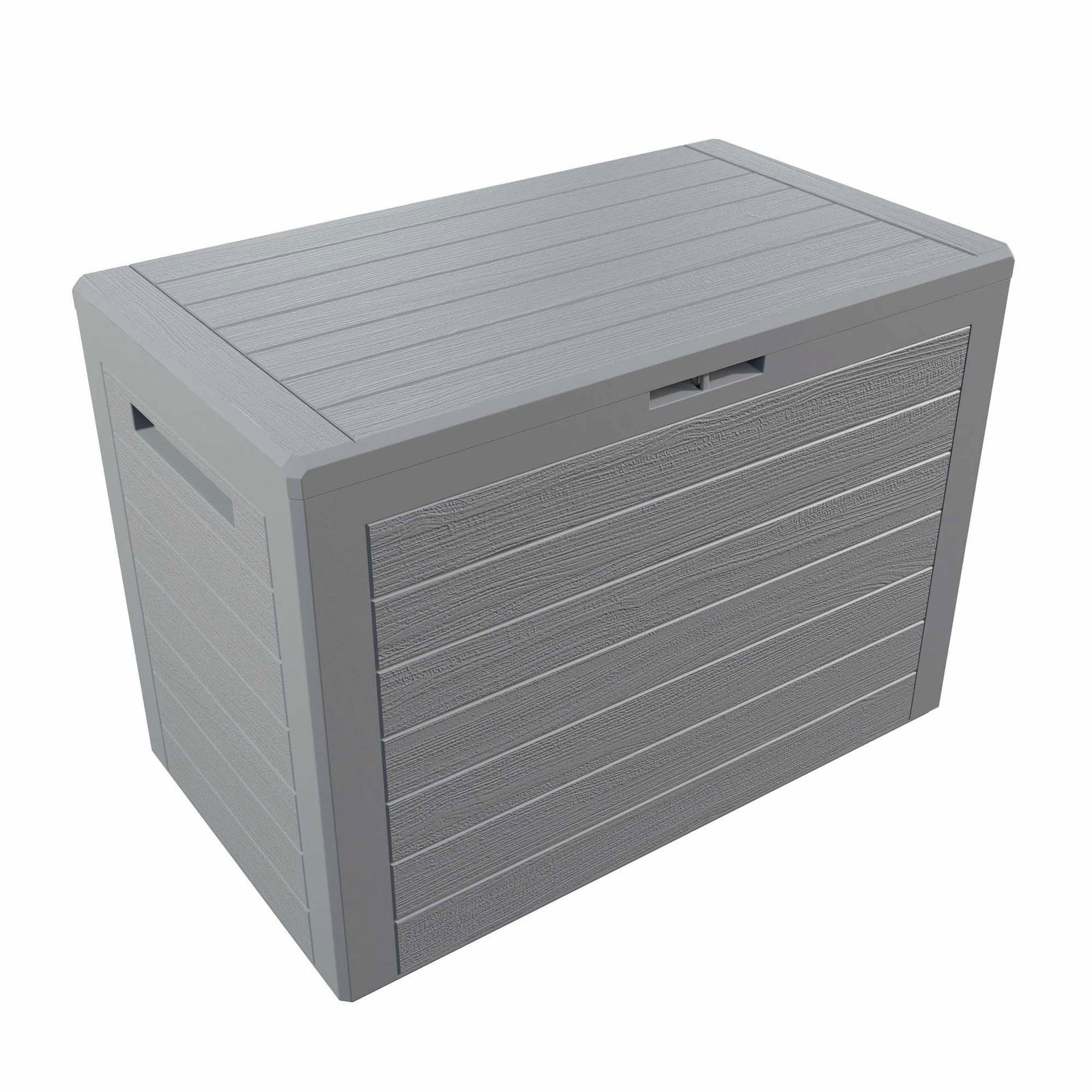 Haveopbevaringskasse, 190L plastik, grå med låsbart låg