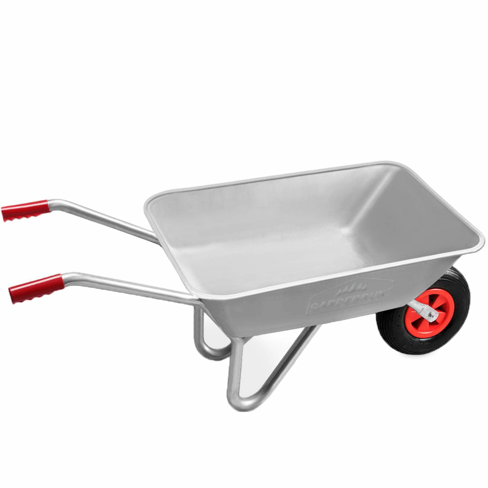 Trillebør 80L galvaniseret stål, 100kg last, pneumatisk dæk