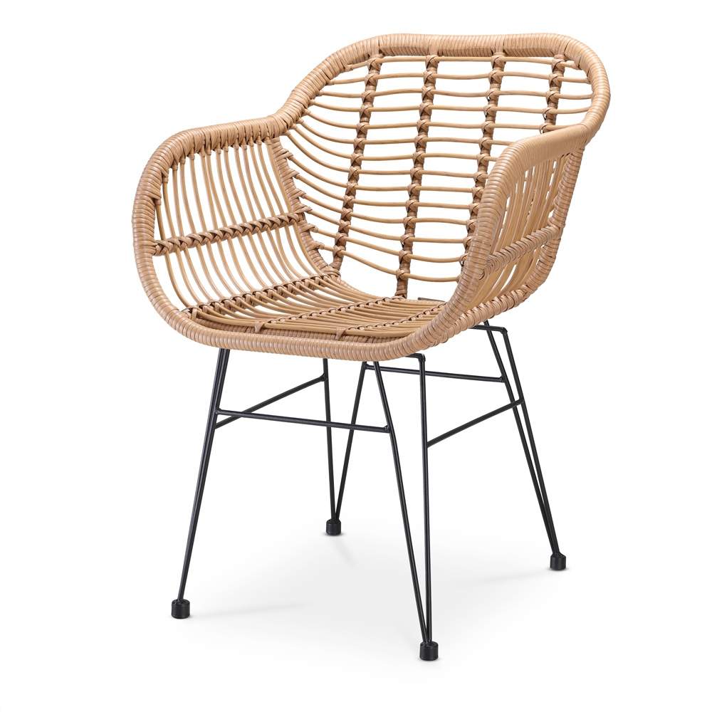 Rattan stolesæt, indendørs/udendørs, ergonomisk, 2 dele