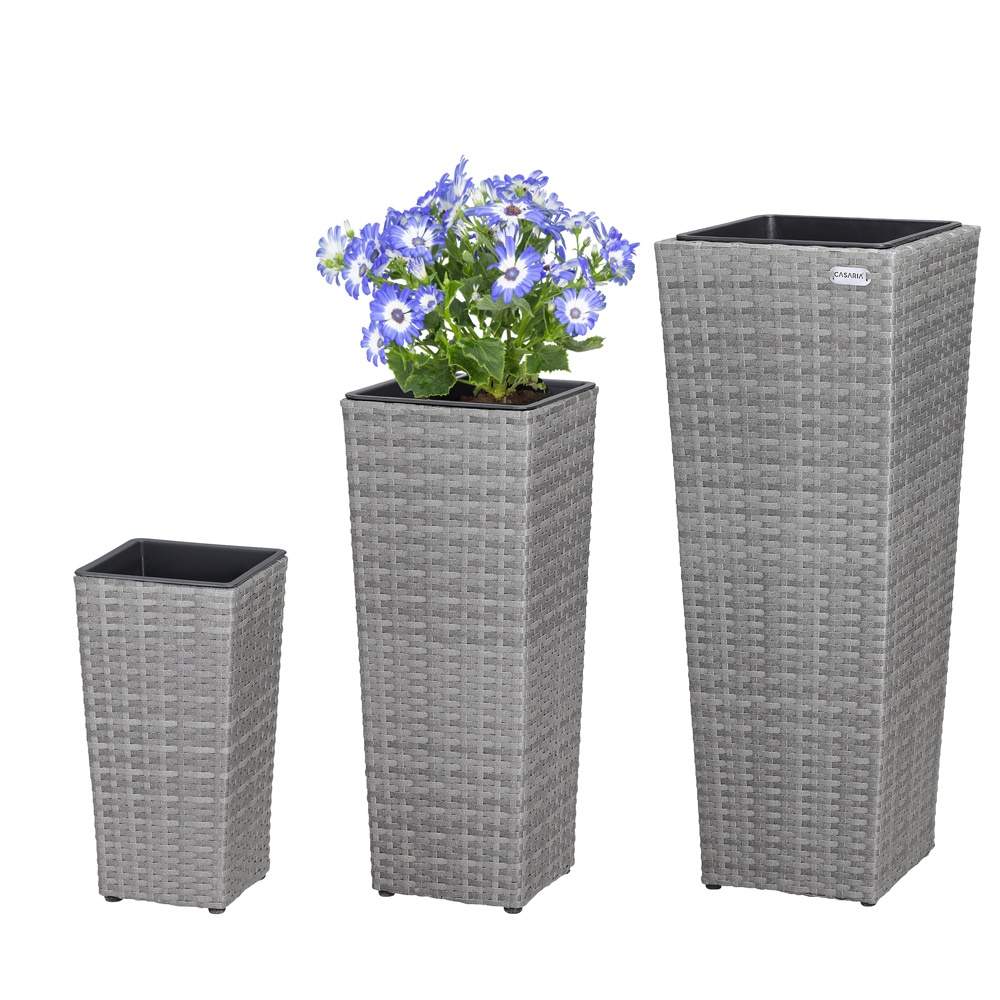 Rottingplanteringskärl set om 3 – Grå, för inomhus-/utomhusbruk | Hem & Hobby | Pryloteket
