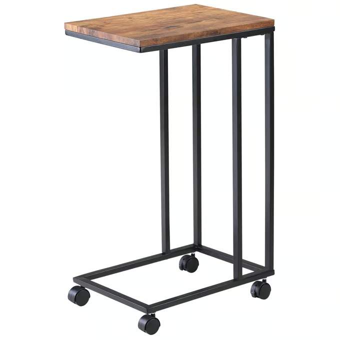 Sort sidebord med hjul – justerbar højde