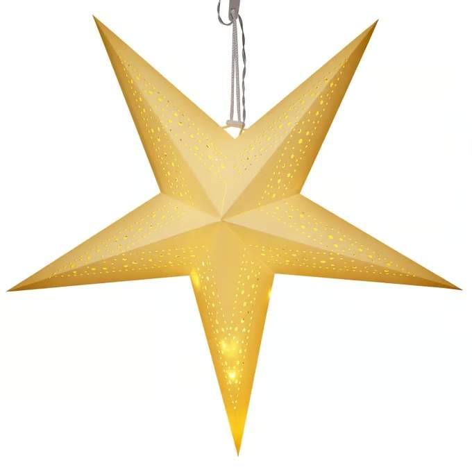 LED julestjerne, cremefarvet papir, 60 cm, 10 LED'er