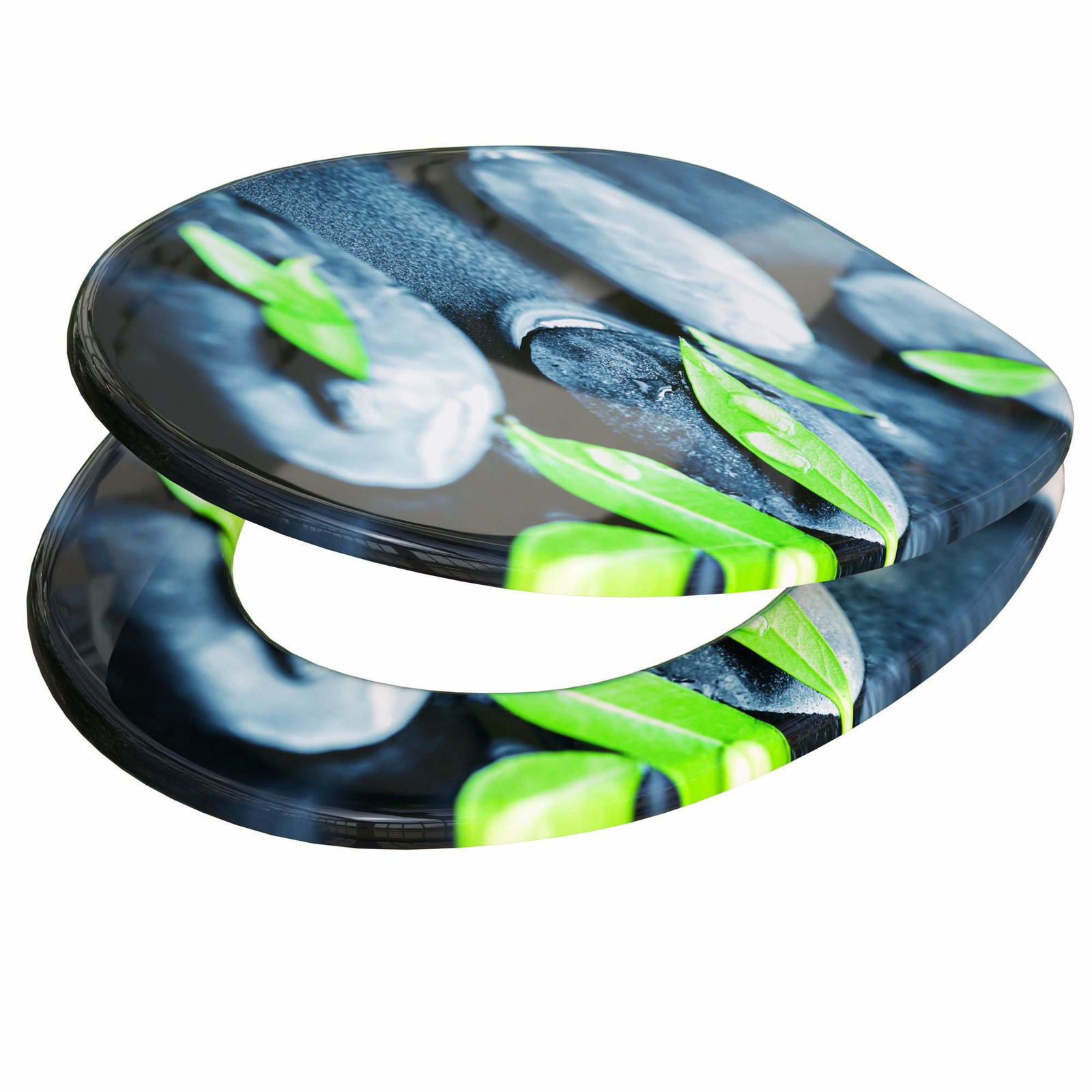 Toiletsæde med blød lukning, stendesign, MDF-trækerne