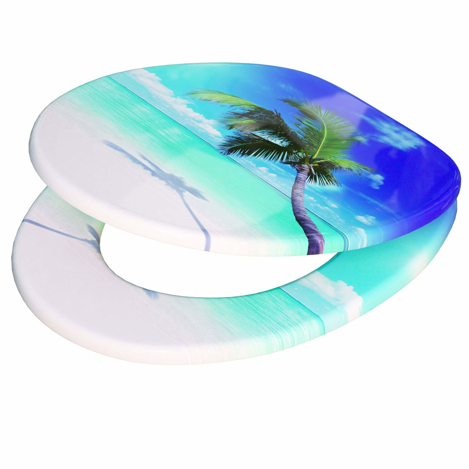 Mjukstängande toalettsits, palmdesign, MDF-trä, tyst | Hem & Hobby | Pryloteket