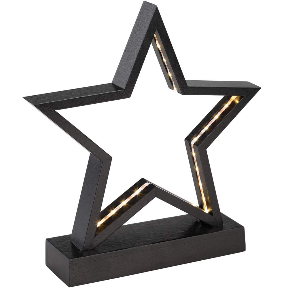 LED-stjernelys – batteridrevet, varm hvid, træ