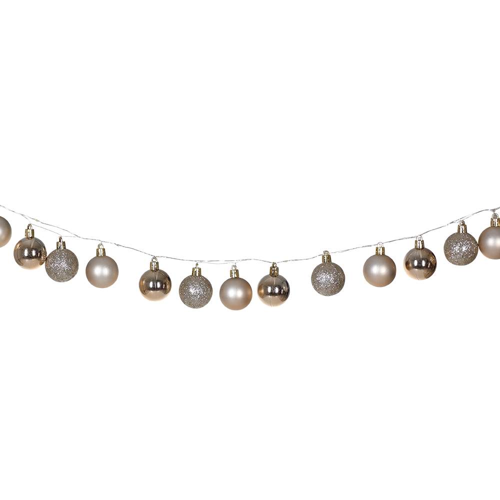 LED-ljusslinga 2m, 40 lysdioder, champagnefärgade julgranskulor | Hem & Hobby | Pryloteket