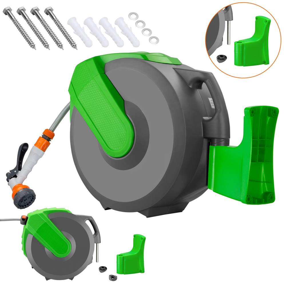 Haveslangeopruller med 30 m slange, automatisk tilbagetrækning