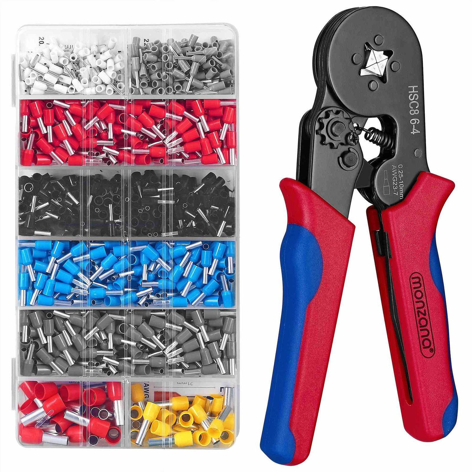 Krympetangssæt med 1200 ledningsendeterminaler, kulstofstål