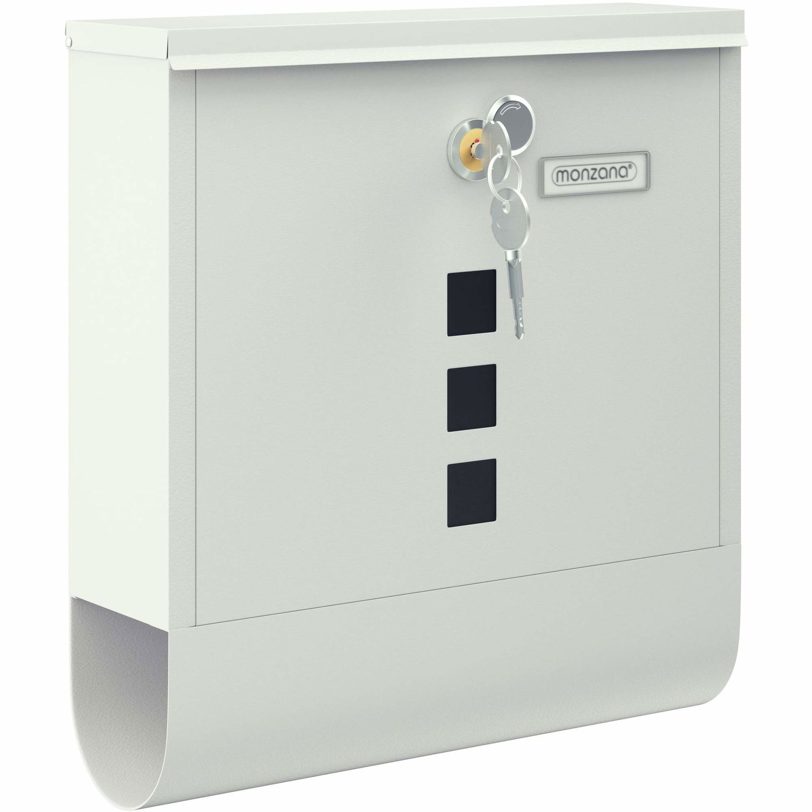 Postkasse i rustfrit stål, hvid med vindue og aviskasse