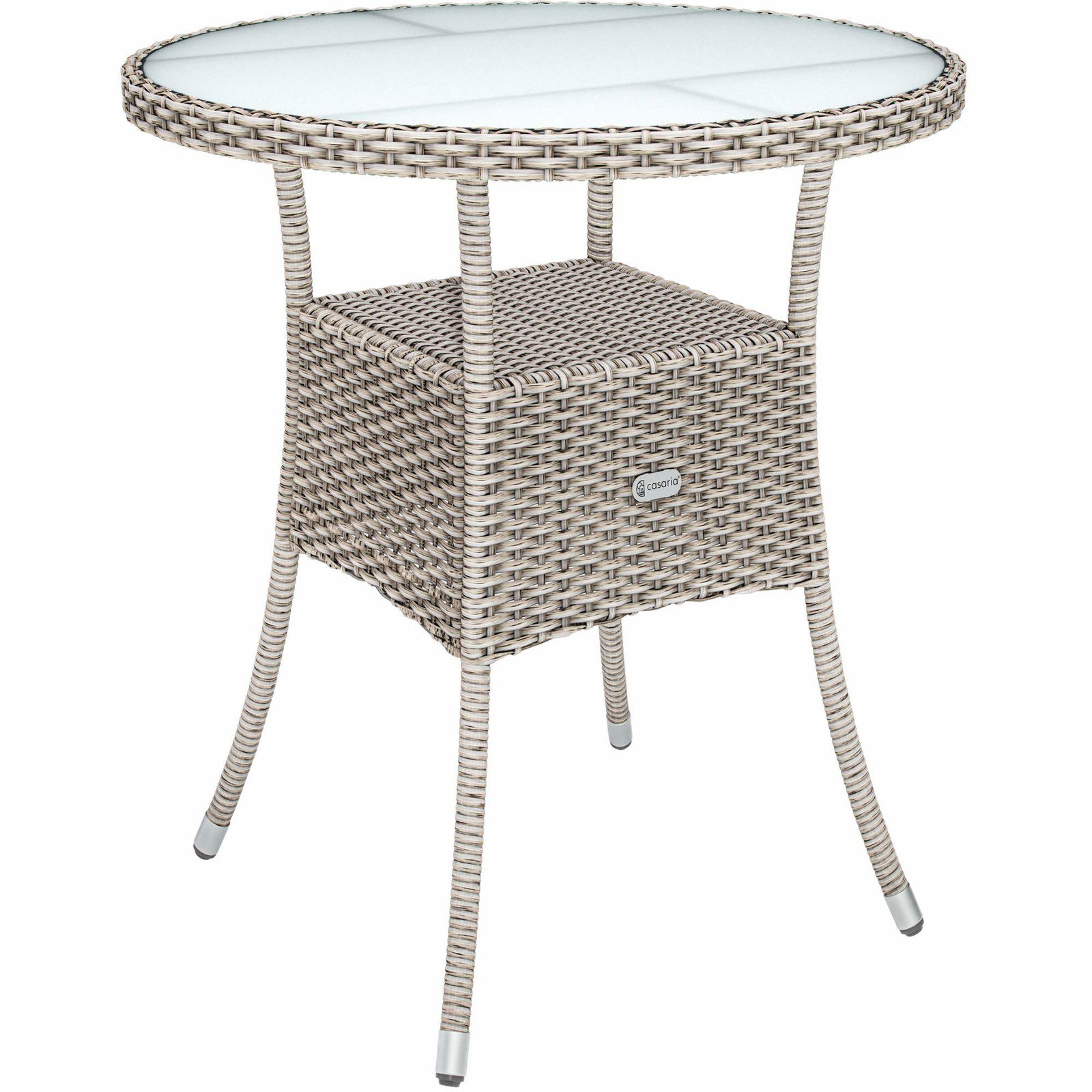 Rattan bistrobord med glasplade, 60 cm rundt udendørs