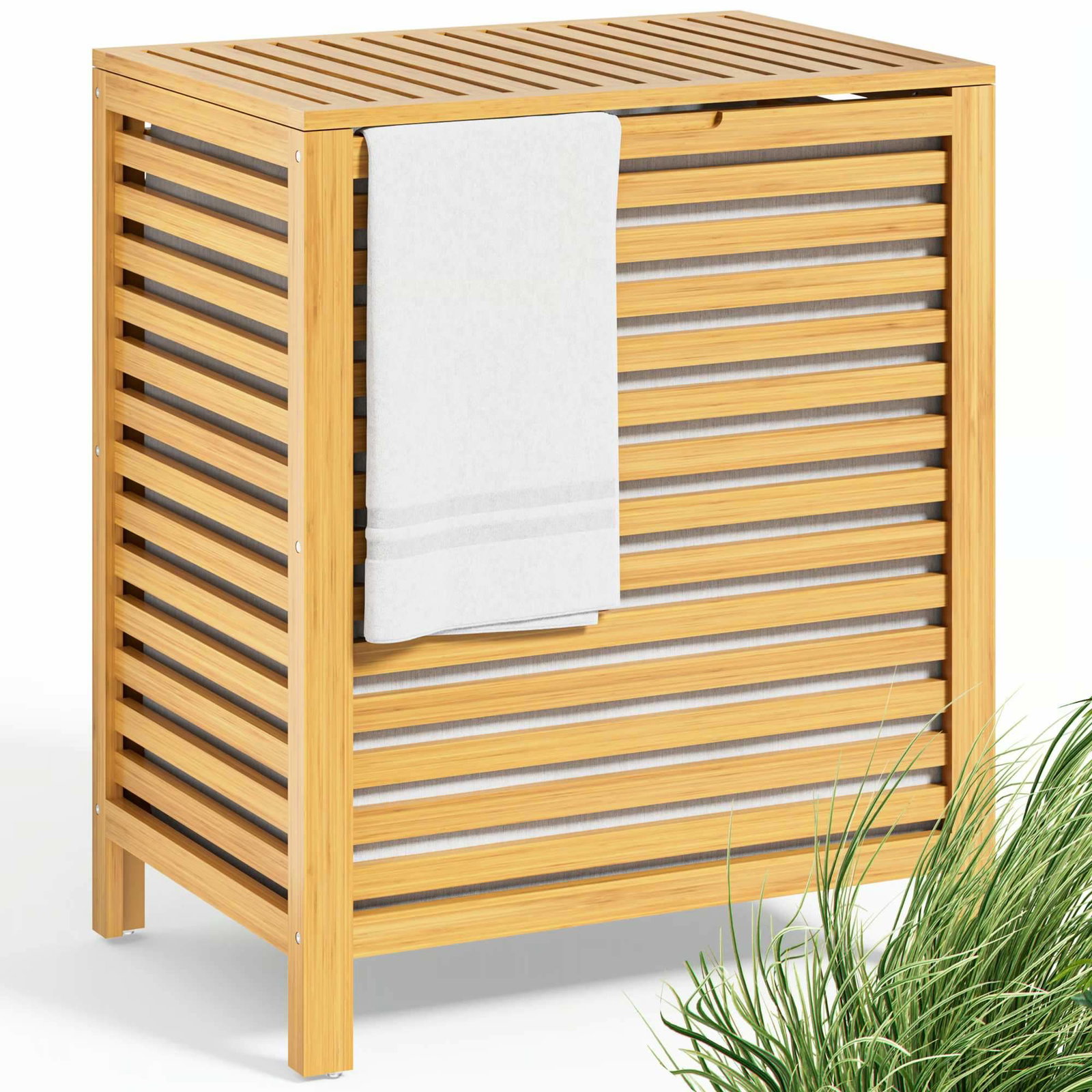 Bambu tvättkorg med lock, 62 liters kapacitet | Hem & Hobby | Pryloteket