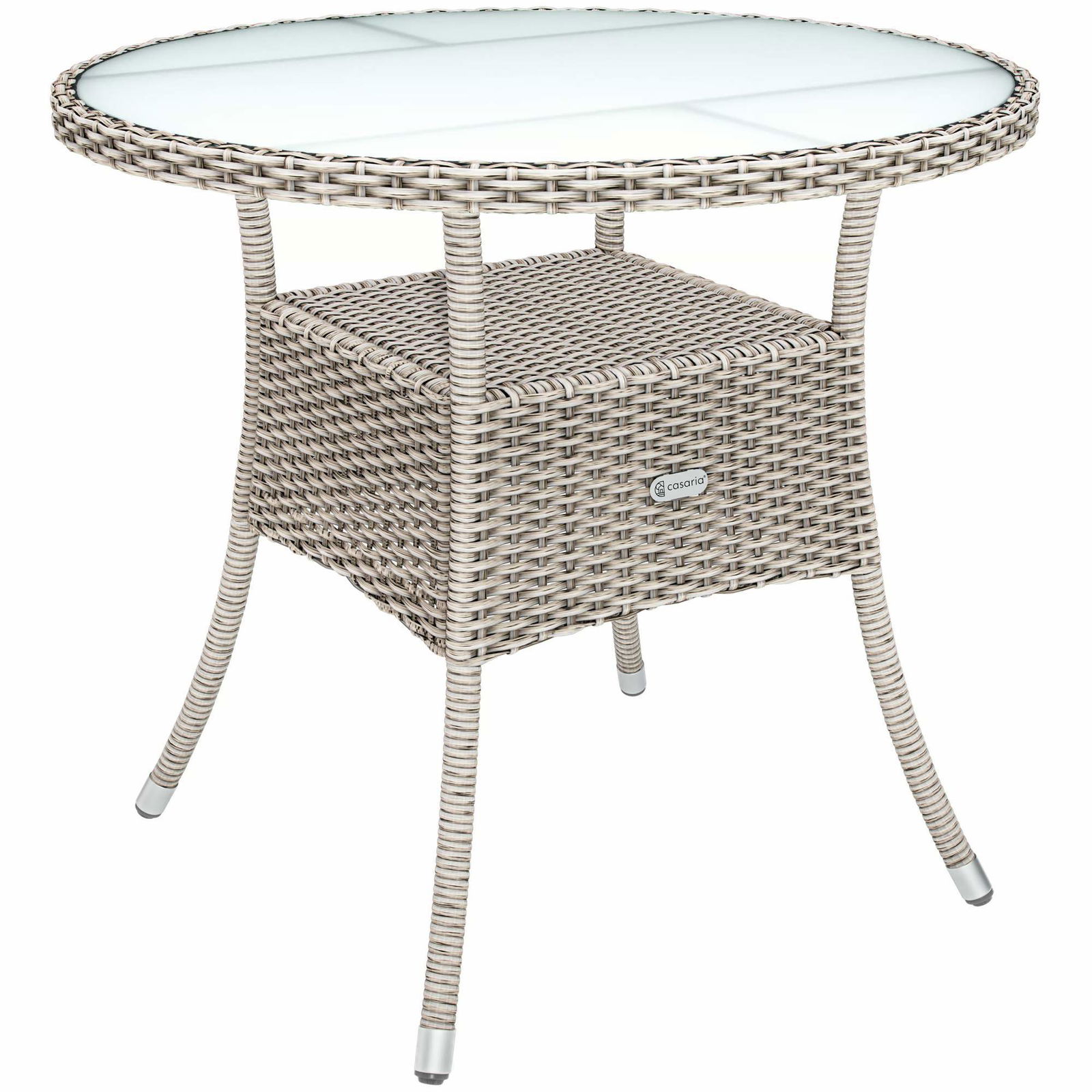 Rattan bistrobord med glasplade, 80 cm rundt udendørs