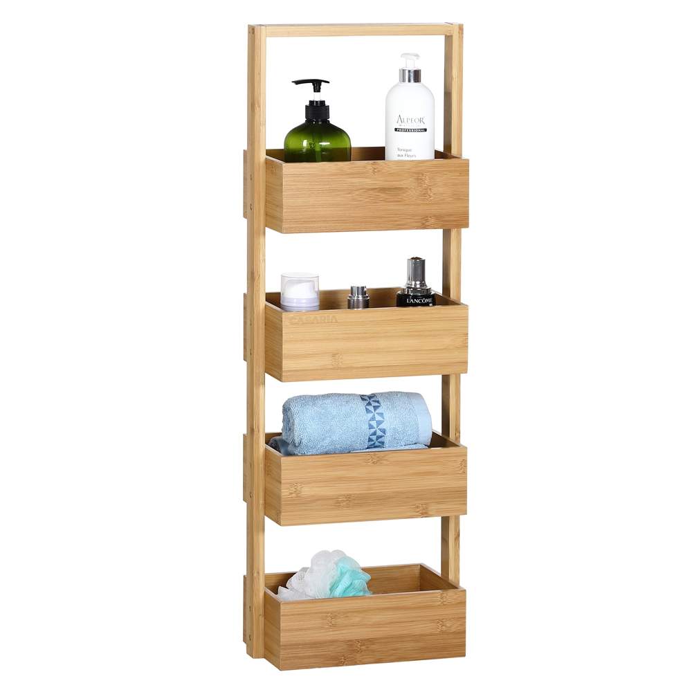 Bambus badeværelseshylde – 4 niveauer, 88x28x16cm, alsidig brug