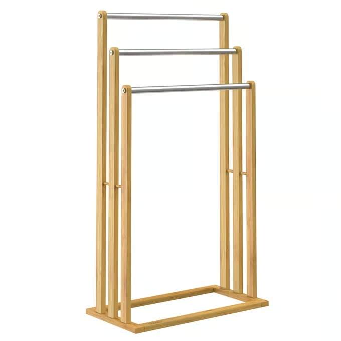 Handdukshängare i bambu med 3 stänger i rostfritt stål | Hem & Hobby | Pryloteket