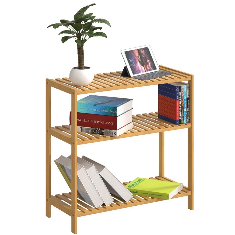 Bambus stående hylde – 3-lags, 66x58x26cm, fugtbestandig