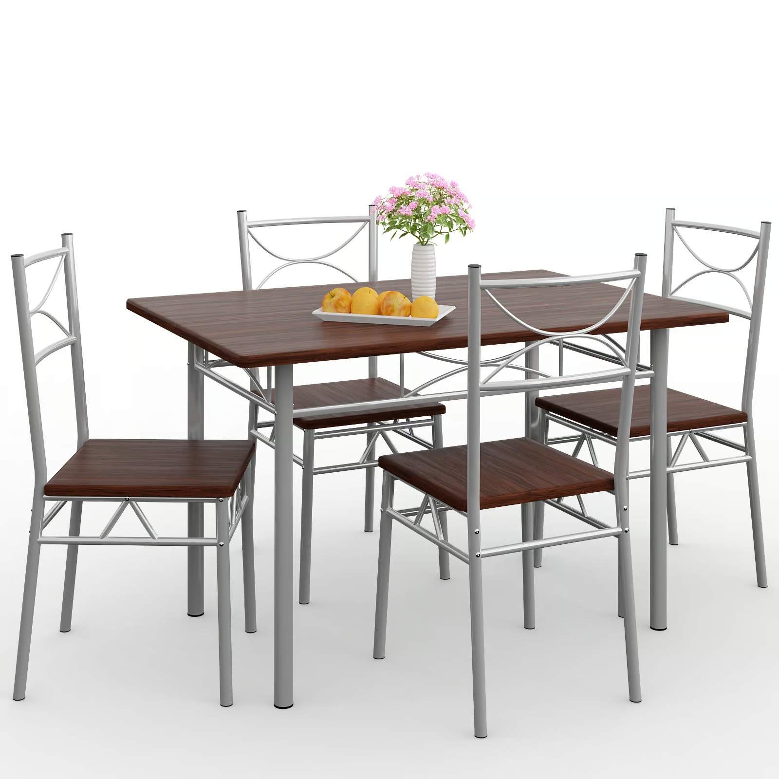 Matgrupp, 5 delar, kastanjefärgad finish, metall och MDF | Hem & Hobby | Pryloteket