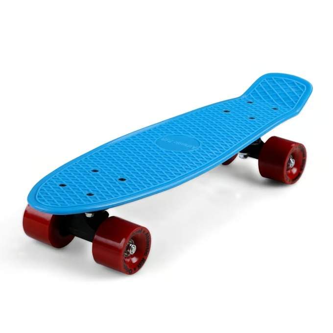 Retro Mini Skateboard, Blå/Röd, ABEC7 Kullager, Max 100kg | Hem & Hobby | Pryloteket