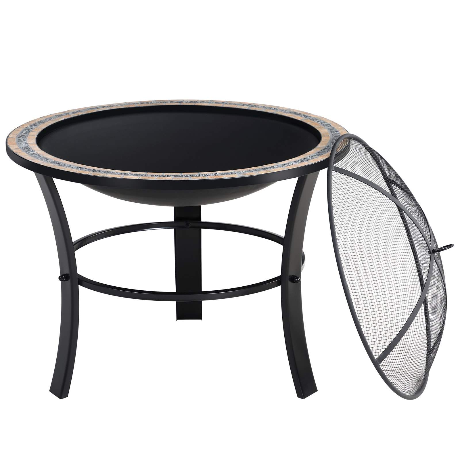 Eldstad med mosaikstenar, 82 cm rund, stålram | Hem & Hobby | Pryloteket