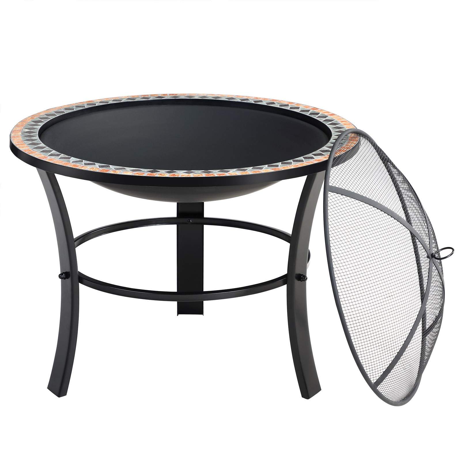 Mosaik eldstad, 86 cm rund, pulverlackerad stålram | Hem & Hobby | Pryloteket