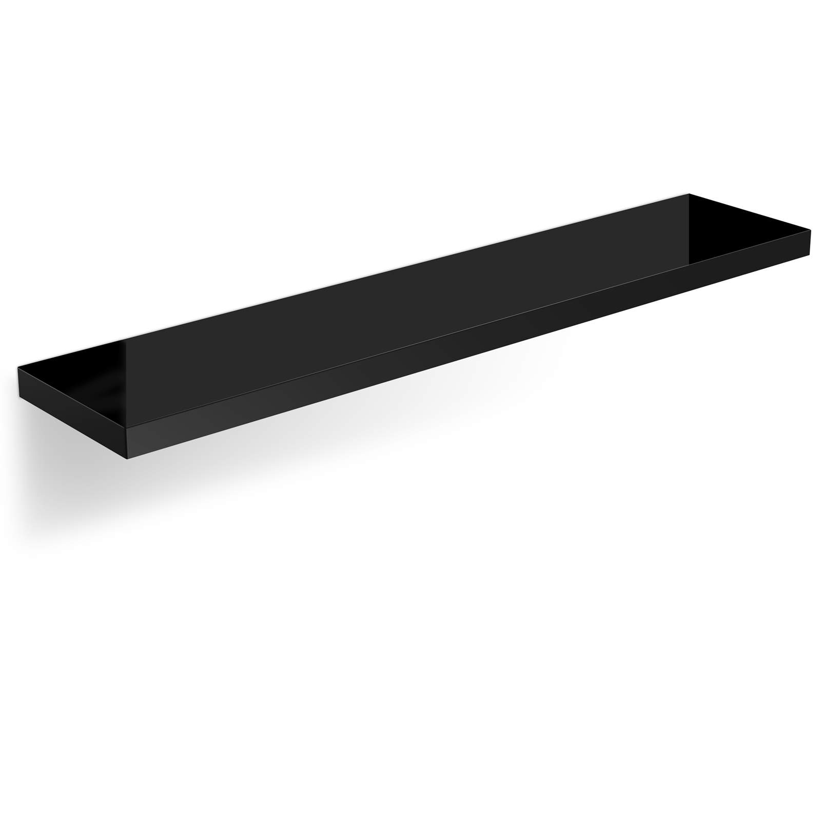 Svævende hylde, højglans sort MDF, 70 cm