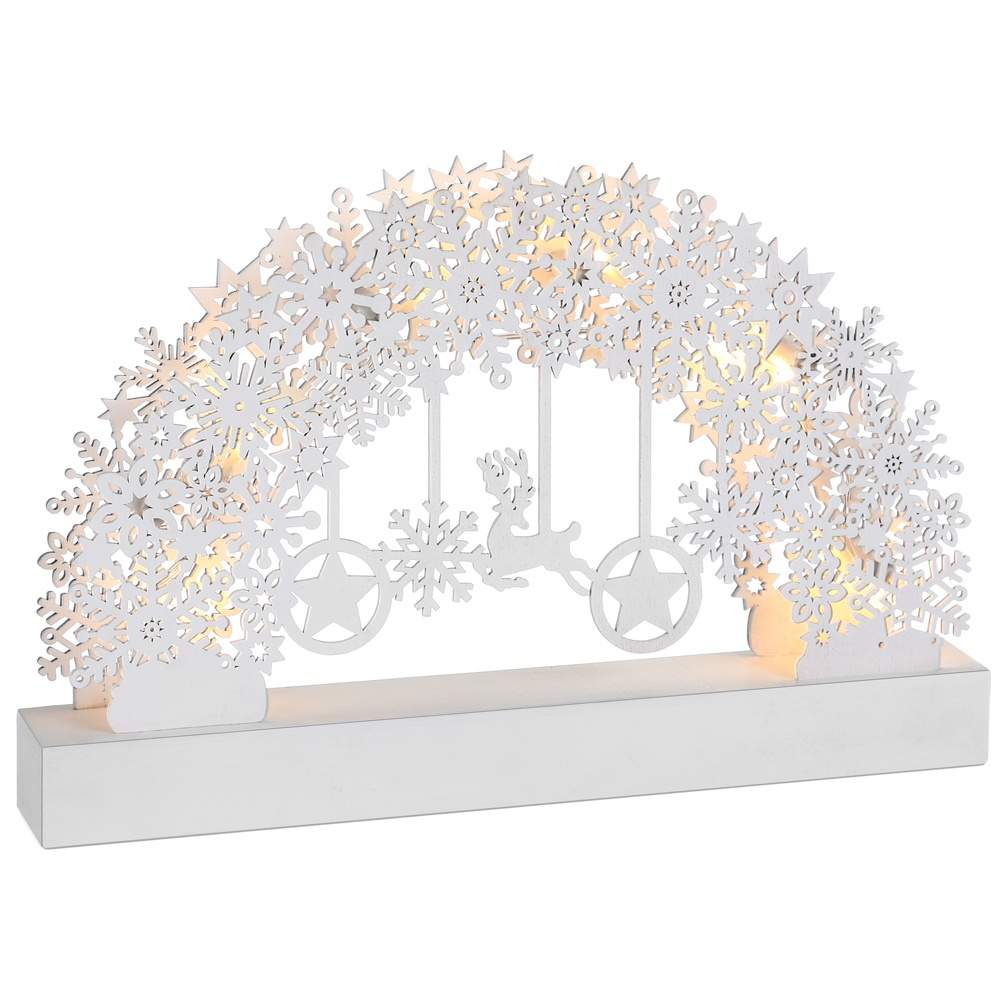 LED-lysbue med timer – Hvidt snefnugdesign