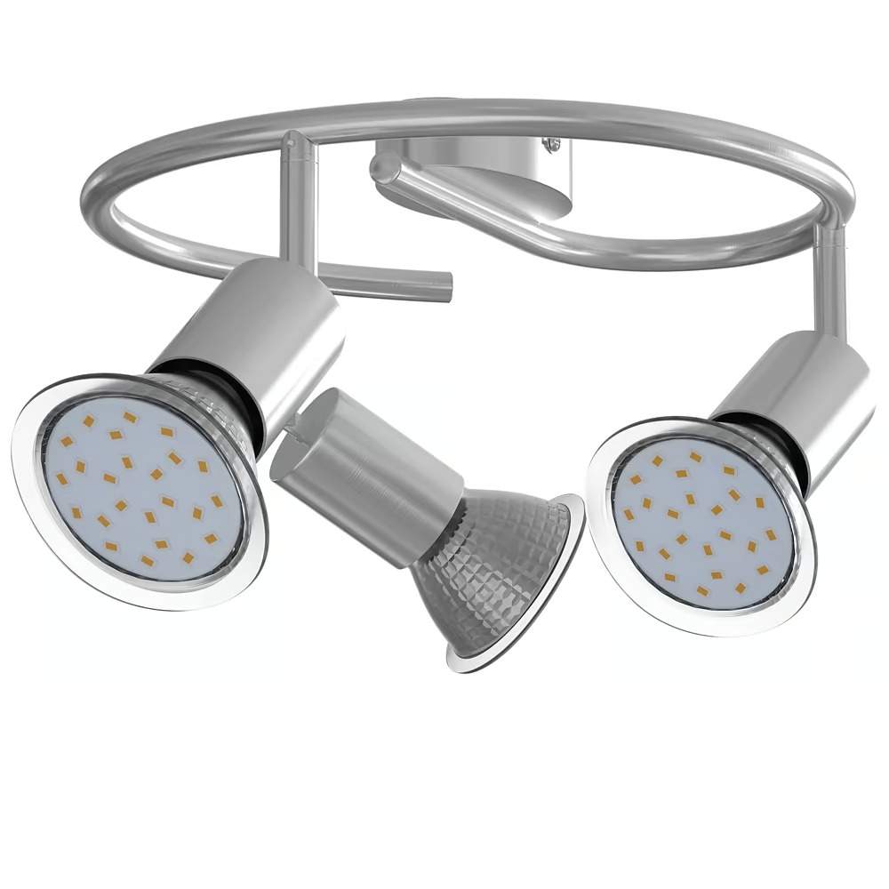 Taklampa med 3 justerbara LED-spottar, satinerad nickel | Hem & Hobby | Pryloteket