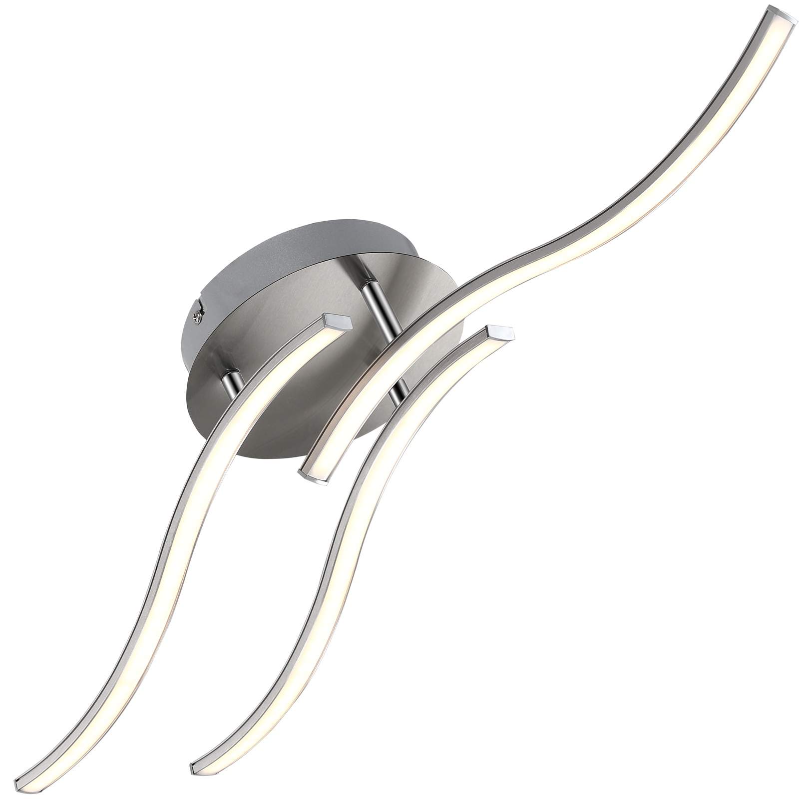 LED loftlampe – 3 flammer, 15W, 3000K, satineret nikkel