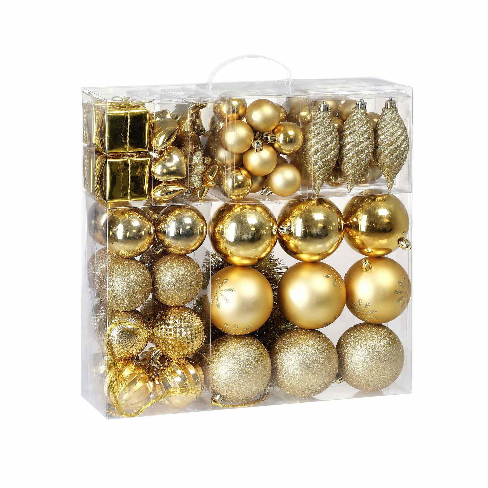 Guld julekugler sæt – 103 dele, indendørs/udendørs