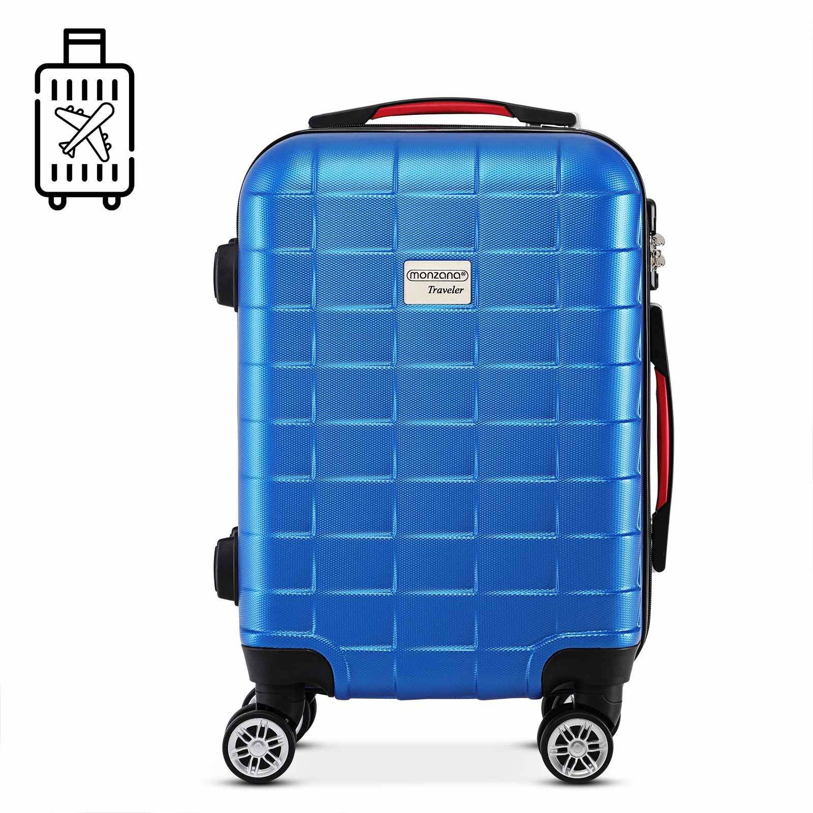 Hård kuffert, blå, 40L, spinnerhjul, TSA-lås