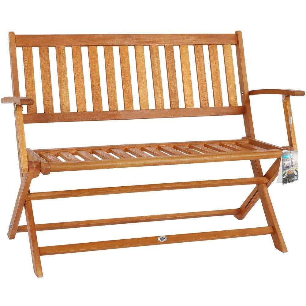 Havebænk, eukalyptustræ, foldbar, 120x55x90cm