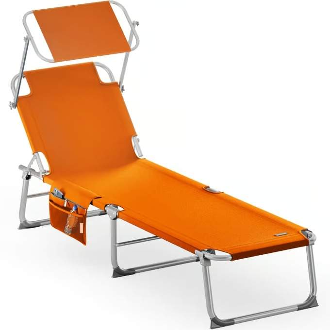 Solseng med justerbar baldakin – Orange, Aluminium