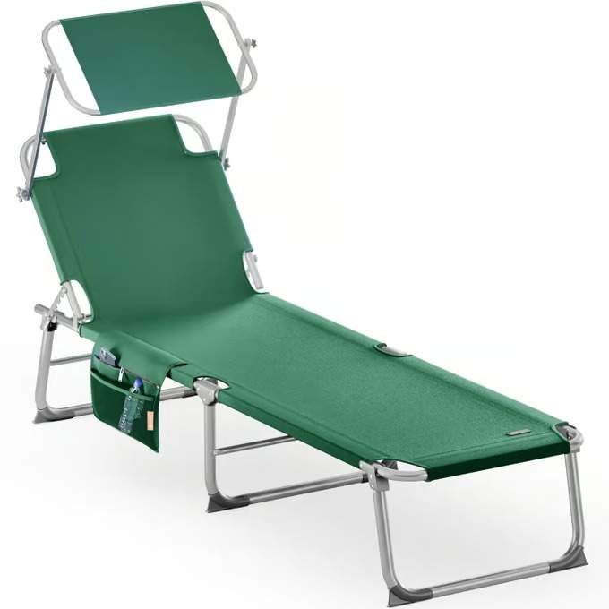 Solseng med justerbar baldakin – Grøn, aluminium