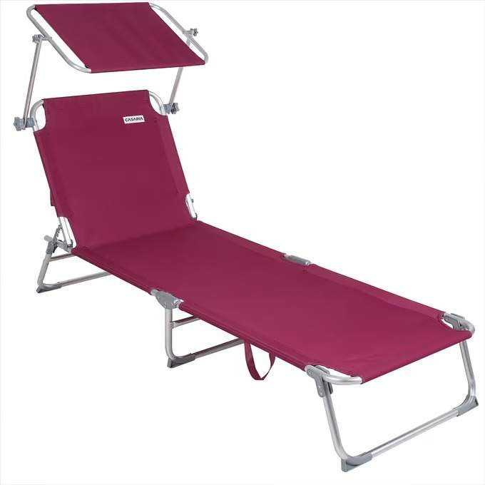Solseng med justerbar baldakin – rød aluminium, 190 cm