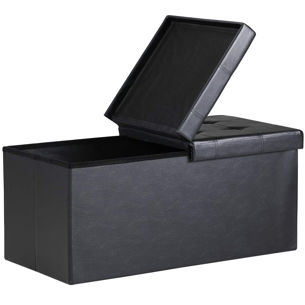 Sort foldbar opbevaringsbænk – 80x40x40cm, 100L kapacitet