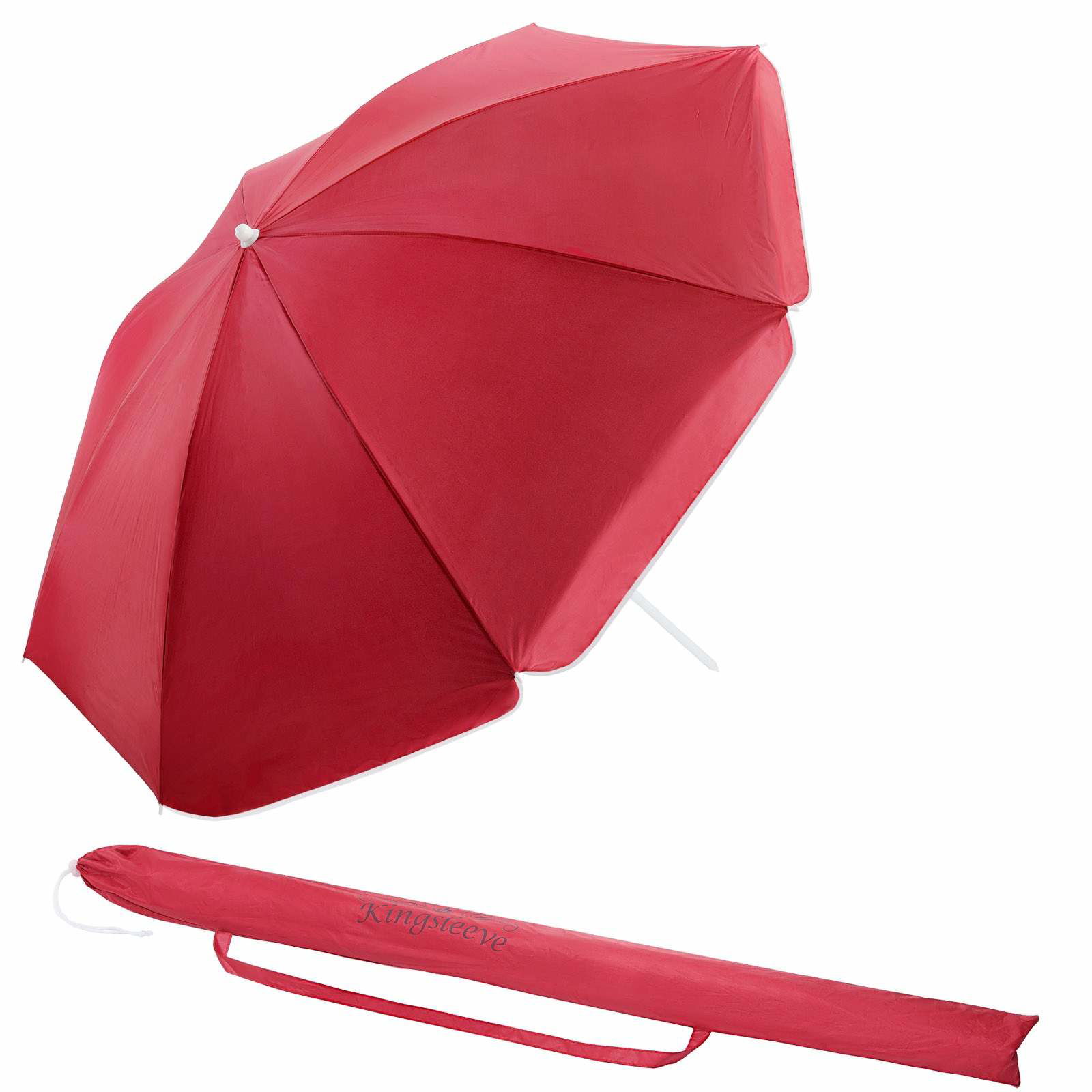 Strandparasol Rød 180 cm – Vipbar & Justerbar Højde