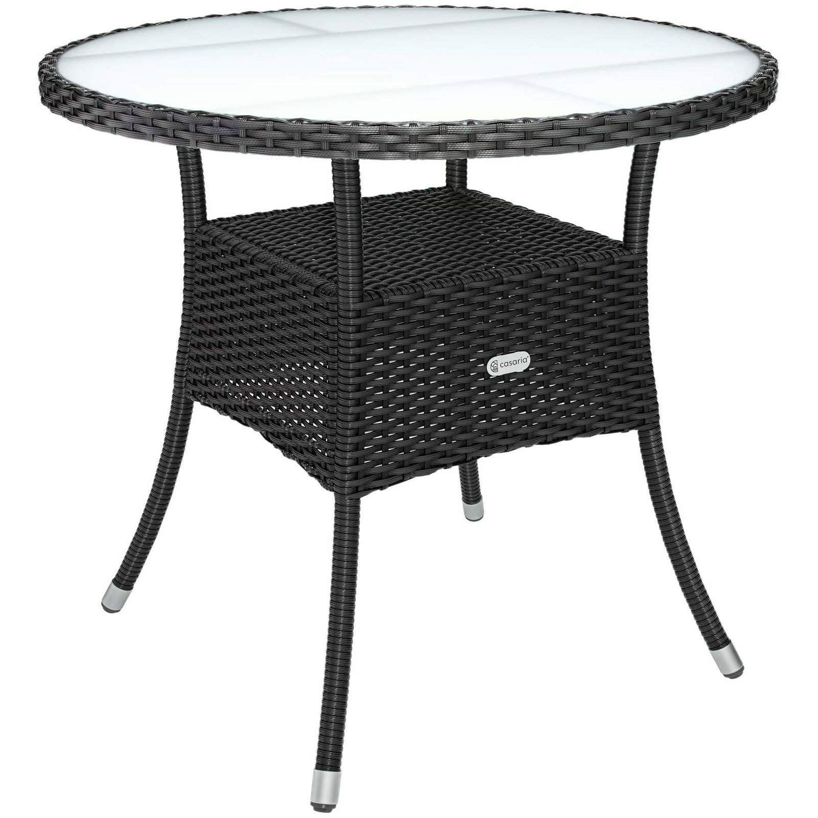 Rotting bistrobord, svart, 80 cm, glasskiva, UV-beständig | Hem & Hobby | Pryloteket
