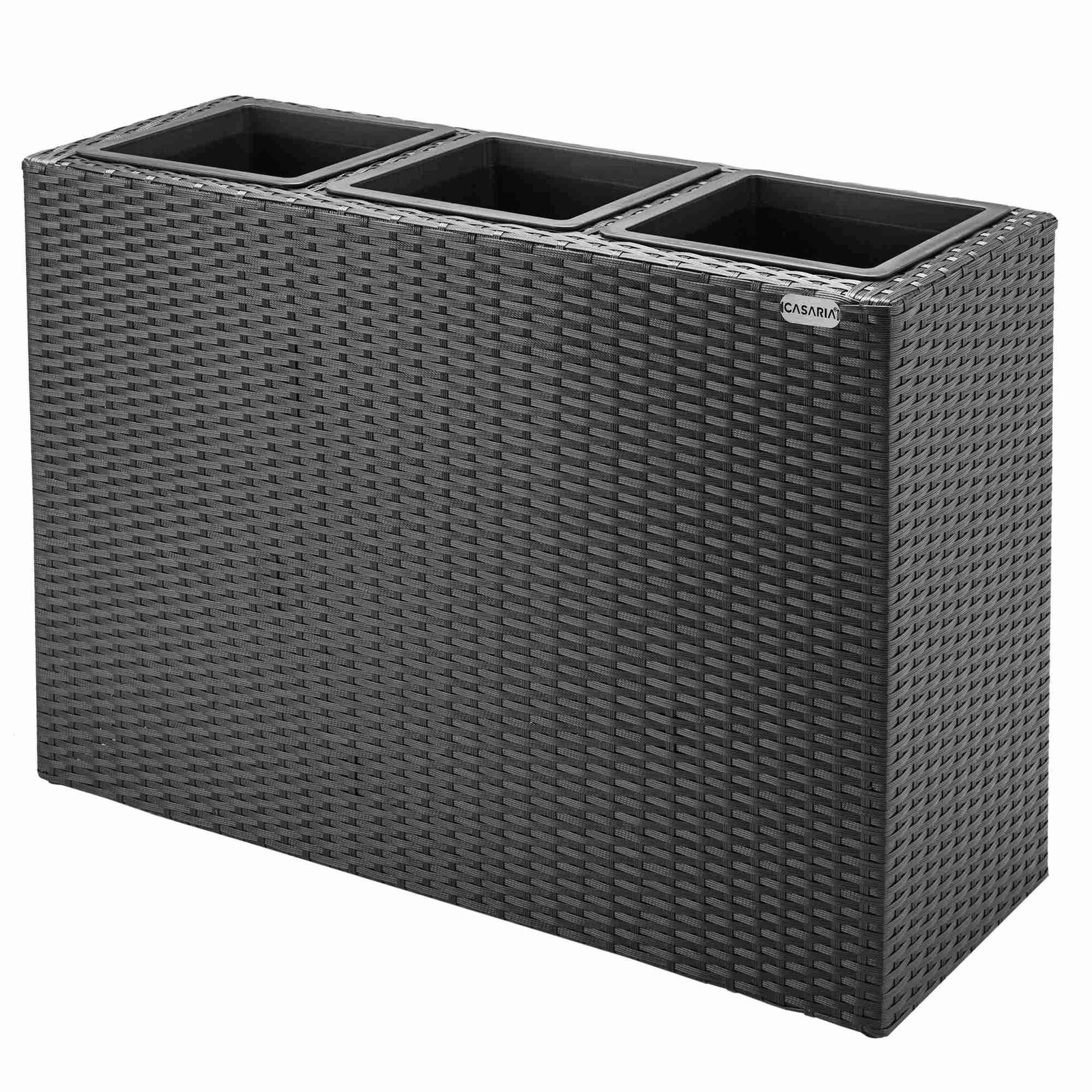 Polyrattan plantepottesæt – 83x30,5x60cm, aftagelige potter