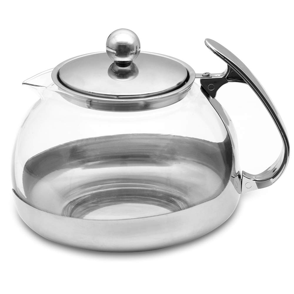 Tekande i glas og rustfrit stål 1,2 l med infuser