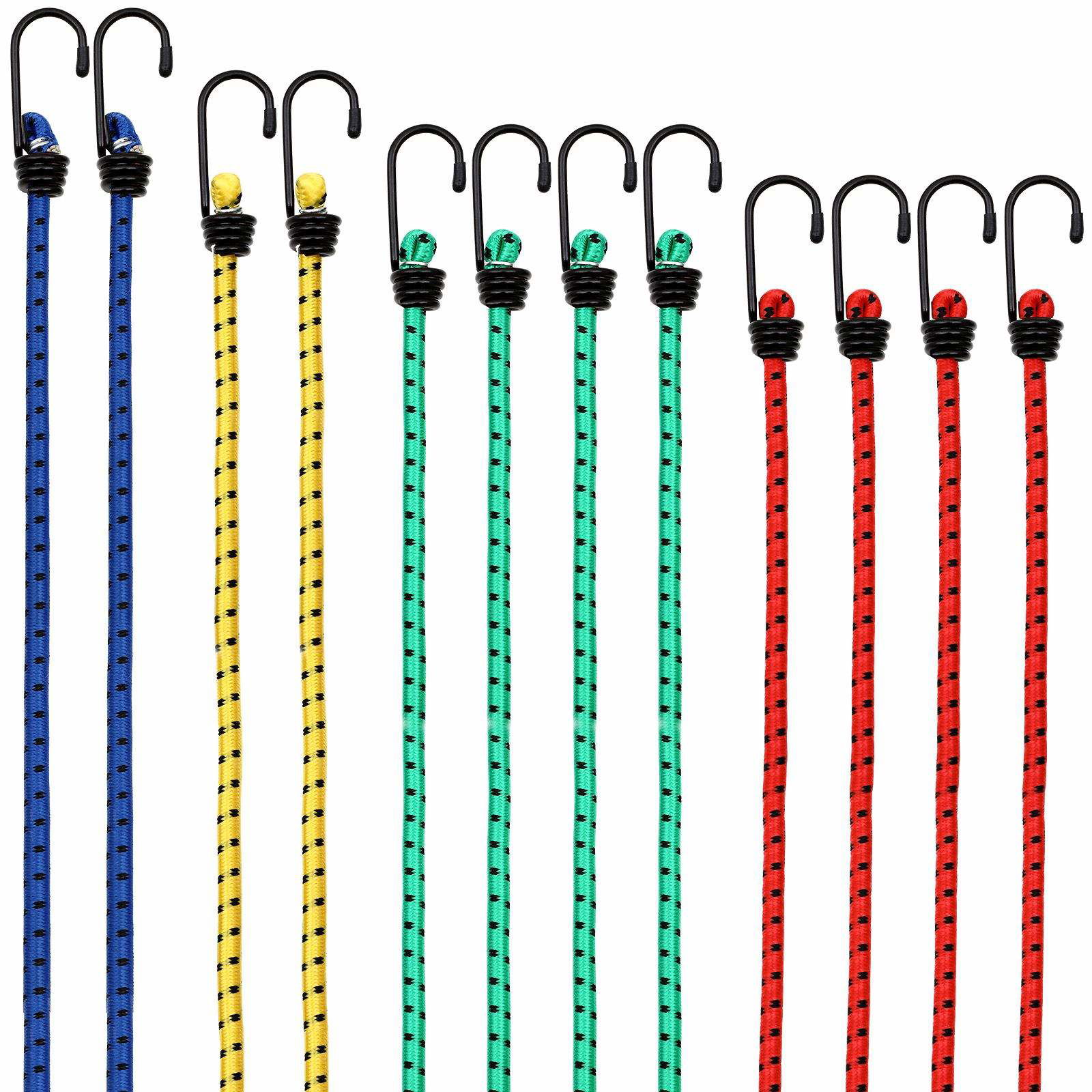 12-delt elastiksnorsæt – 4 længder, vejrbestandig