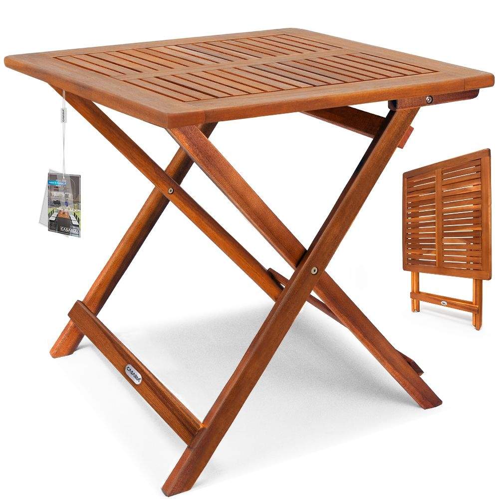 Sammenklappeligt sidebord i akacietræ – 70x70x73 cm, vejrbestandigt